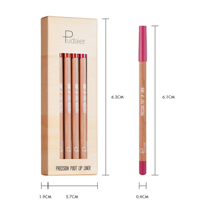 WOODEN LIP LINER PENCIL, EASY TO COLOR, PRECISION POUT LIP LINER KIT 12PCS